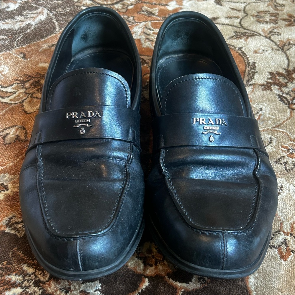 Prada Black Leather Slip-On Shoes (loafers)